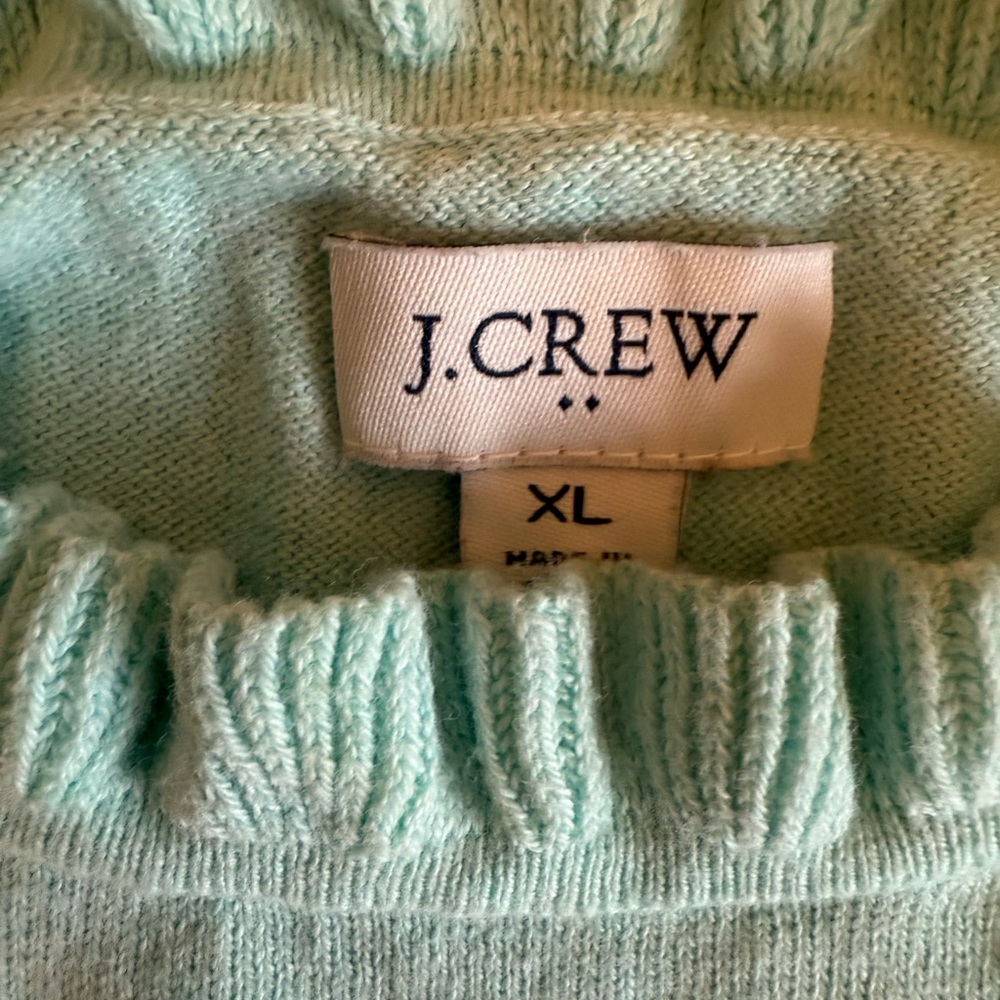 J Crew Factory Ruffle Neck Sweater in Mint XL - Picture 3 of 6